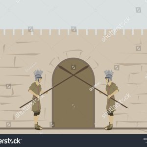 ציור המצור על ירושלים חיילים רומאיים רומים שומרים על שערי חומת ירושלים ציור וקטורי קליפ ארט-18...jpg