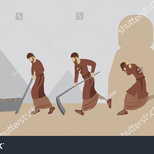 ציור של יהודים עובדים עבודת םרך במצרים וקטור פסח מצרי מכה בני ישראל פירמידות, -1953504076.jpg