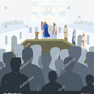 איור ציור וקטורי של טקס מעמד הקהל בסוכות בבית המקדש כהן גדול מלך ישראל קורא בתורה-2018272520.jpg