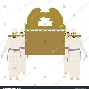 ציור וקטורי כהנים נושאים את ארון ה העדות הברית הזהב על כתפיהם בגדי כהונה עבודת המקדש יציאה למל...jpg