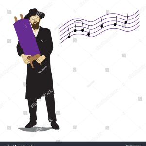 ציור של חסיד רוקד עם ספר תורה מגבעת הכנסת הזמנה רקע תווים שר-1772702633.jpg